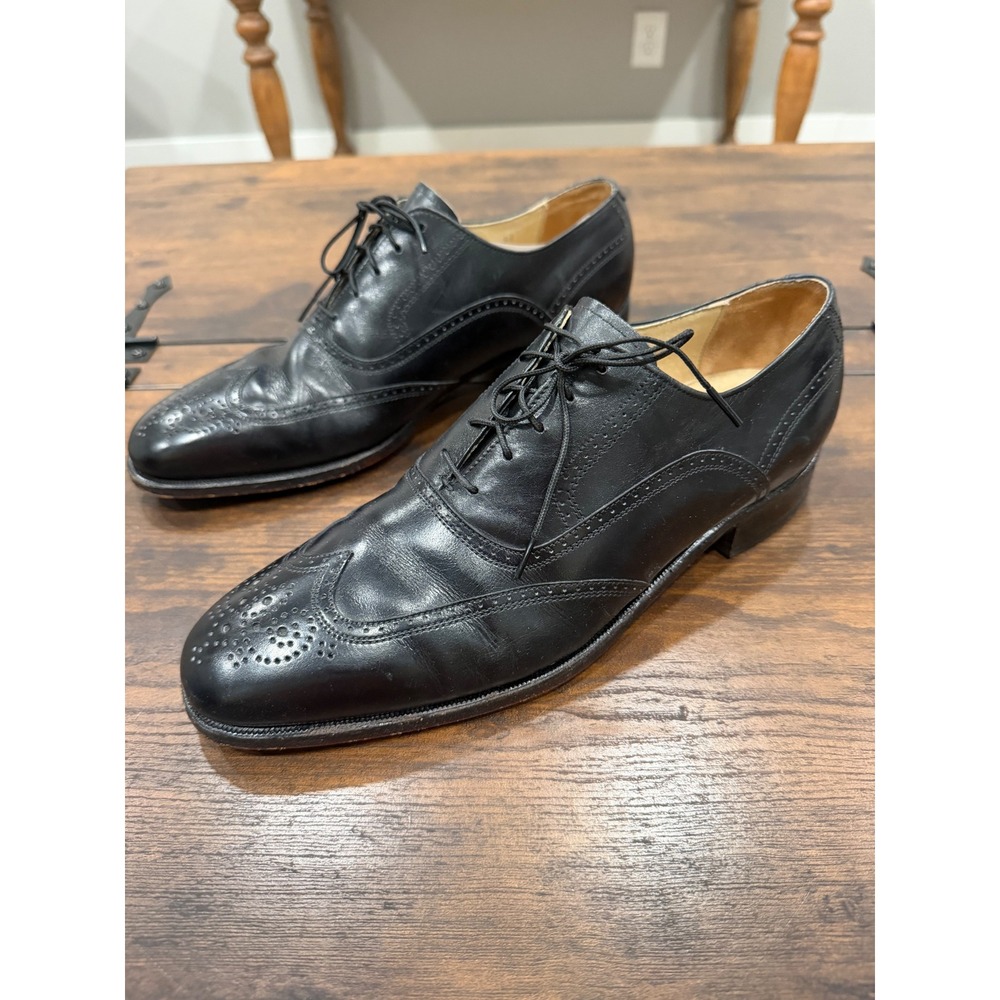 Freeman Wingtip Oxfords Mens 8.5 M Black Leather Brogue Dress Shoes Professional